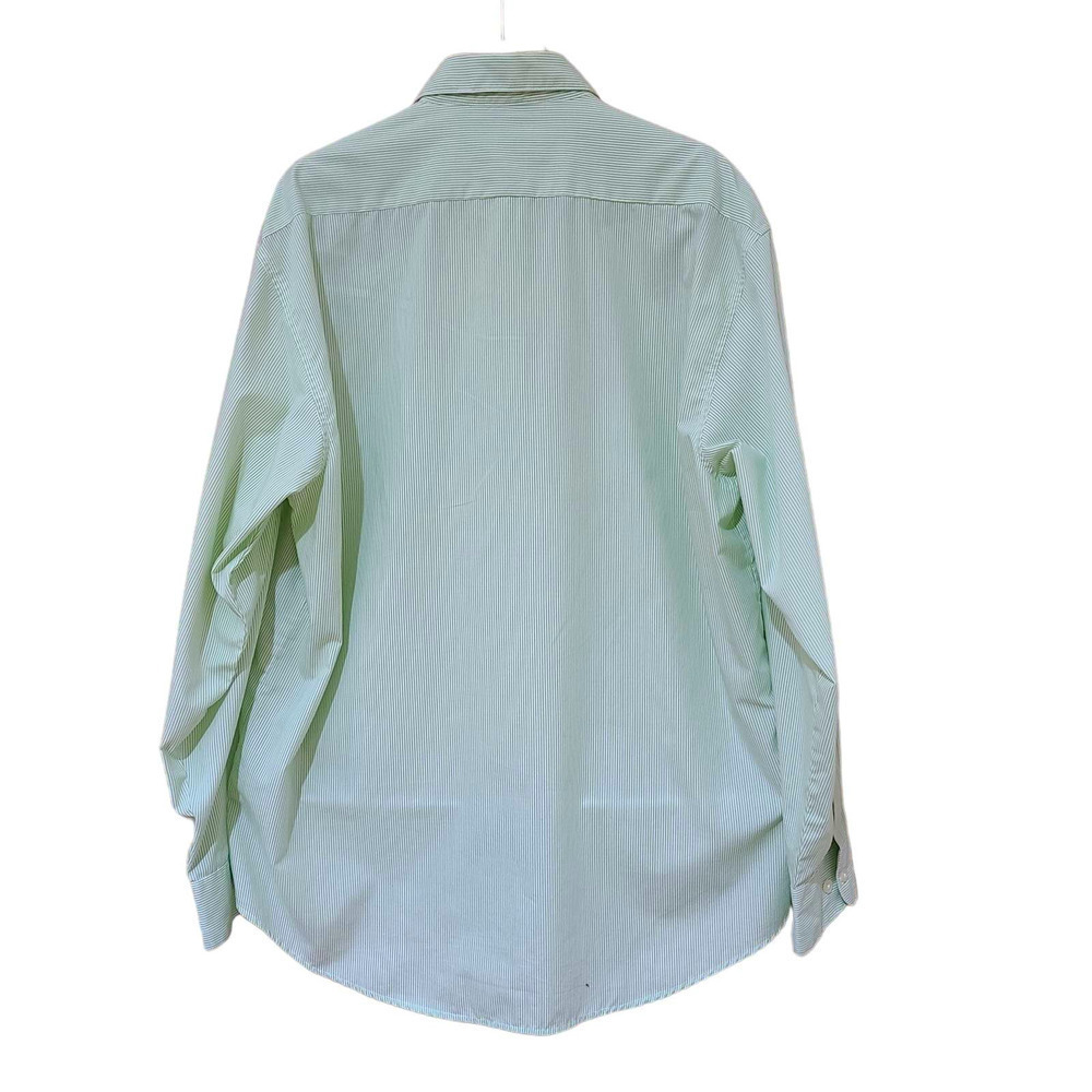 Vintage Las Olas Green Pinstripe Palm tree Mens Shirt size Large - Picture 2 of 6
